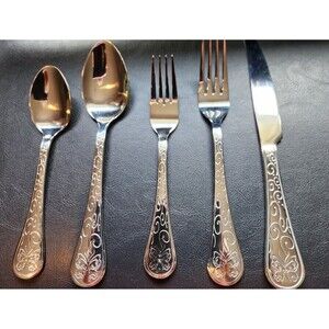 40-Piece Canterbury Carved Butterfly Silverware Set, Stainless Steel